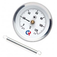 Термометр РОСМА БТ-30.010 (0-120 С) 63мм, биметаллический накладной (с пружиной)