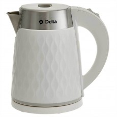 Чайник DELTA DL-1111 пластик, двойная стенка, 1,7л, 1500Вт, белый