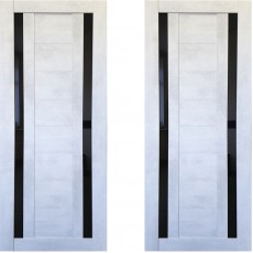 Дверное полотно экошпон Катрин 4 бетон светлый ПО-800 черное стекло