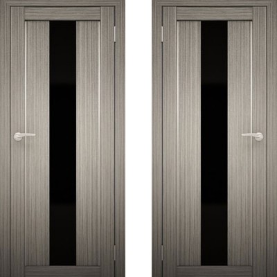 Дверное полотно АМАТИ-05 дуб дымчатый экошон ПО-600 черное стекло
