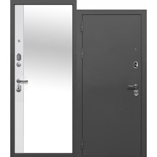 Дверь металлическая Тайга 9 см Серебро Антик/Эмалит Белый зеркало (860L)
