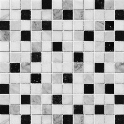 Панель ПВХ камень Мрамор черно-белая плитка 0,3 мм