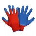 Перчатки нейлоновые  с рифленым латексным  покрытием (красно-синий), цена – купить в Ярцево